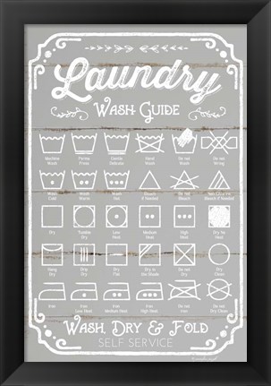 Framed Laundry Wash Guide Print