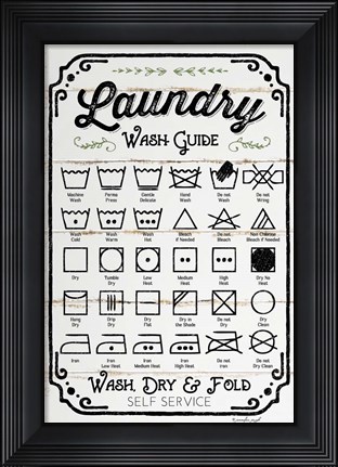 Framed Laundry Wash Guide Print