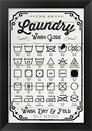 Framed Laundry Wash Guide Print