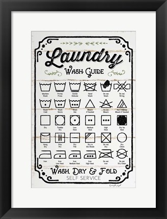 Framed Laundry Wash Guide Print