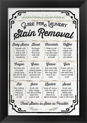 Framed Stain Removal Guide Print