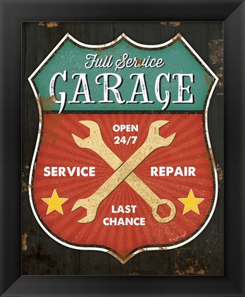 Framed Full Service Garage Print