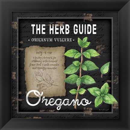 Framed Herb Guide Oregano Print