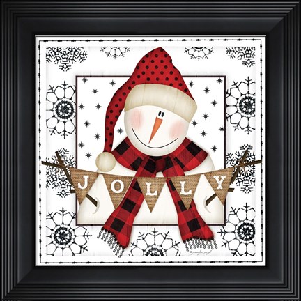 Framed Snowman Snowflake Print