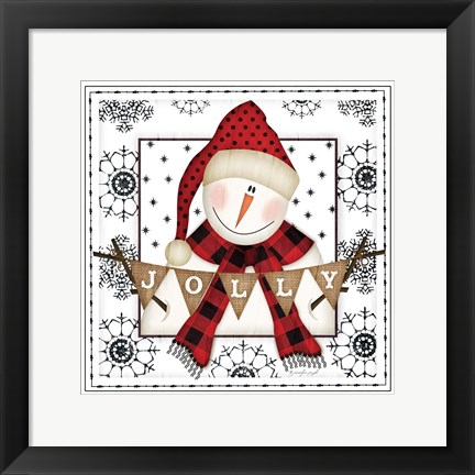 Framed Snowman Snowflake Print