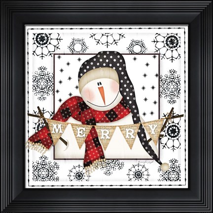 Framed Snowman Snowflake II Print
