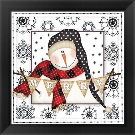 Framed Snowman Snowflake II Print