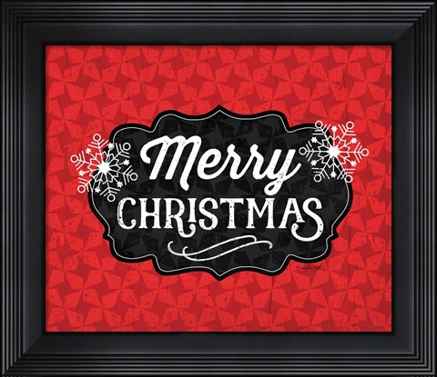Framed Merry Christmas (Black &amp; Red) Print