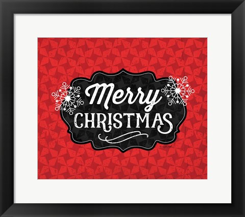 Framed Merry Christmas (Black &amp; Red) Print