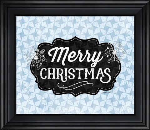 Framed Merry Christmas Blue Print