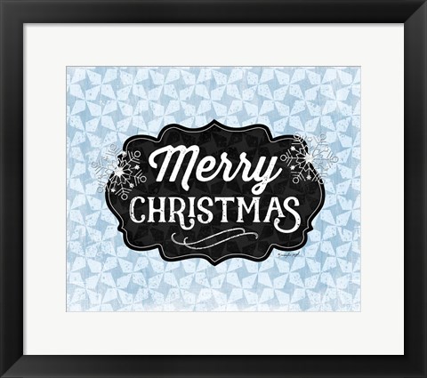 Framed Merry Christmas Blue Print