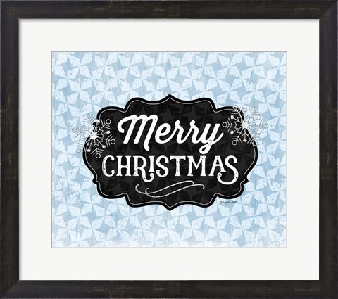 Framed Merry Christmas Blue Print