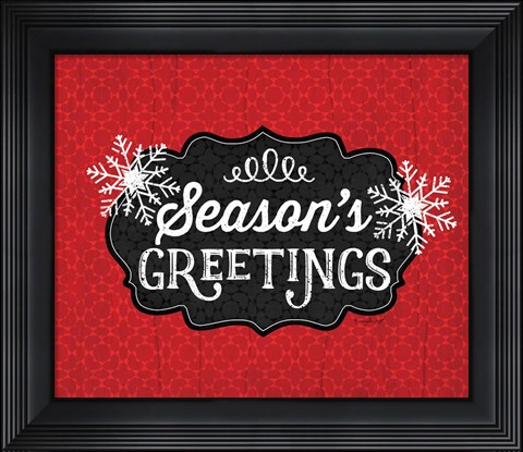 Framed Season&#39;s Greetings (black &amp; red) Print