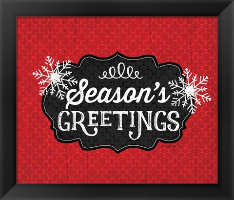 Framed Season&#39;s Greetings (black &amp; red) Print