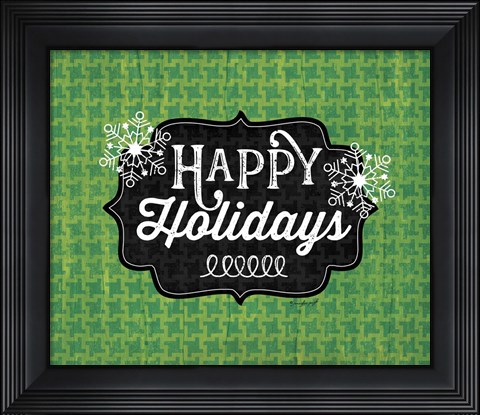 Framed Happy Holidays - Green Print
