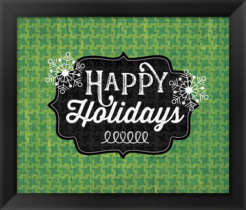 Framed Happy Holidays - Green Print