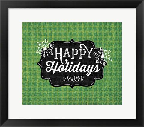 Framed Happy Holidays - Green Print