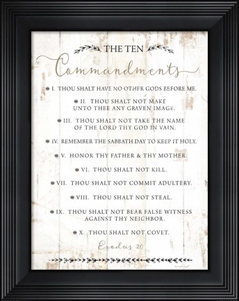 Framed Ten Commandments Print