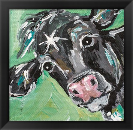 Framed Black Cow Print