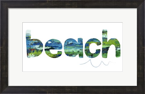 Framed Beach Sign II Print