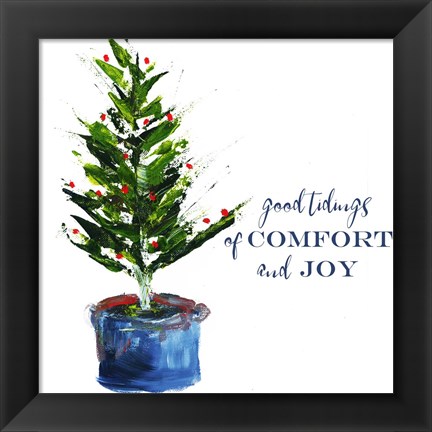 Framed Comfort, Joy Little Christmas Tree Print