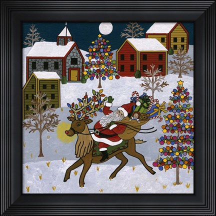 Framed Here Comes Santa Claus Print