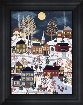 Framed Moonlight In Vermont Print