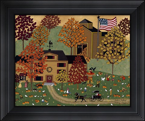 Framed Picking Pumpkins Print