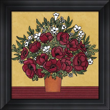 Framed Poppy Bouquet Print