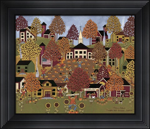 Framed Pumpkin Hill Scarecrow Festival Print