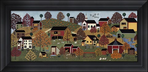 Framed Pumpkin Season Blue Sky Print