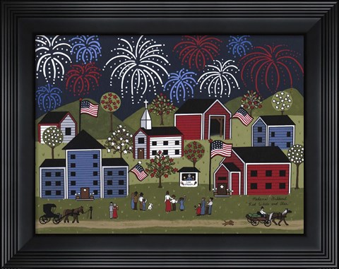 Framed Red White And Blue Print