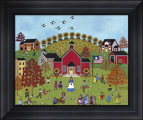 Framed Schoolyard Fun With Green Print