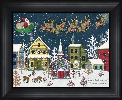 Framed Snow For Christmas Print