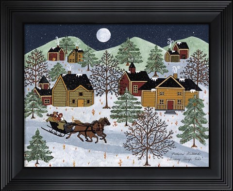 Framed Snowy Sleigh Ride Print