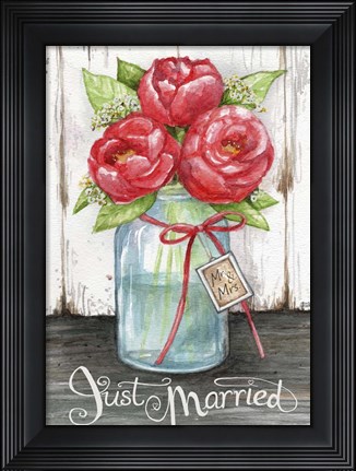 Framed Just Married Peonies Print