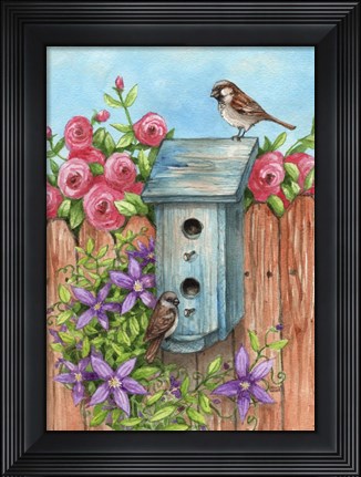Framed House Sparrow Flag Print