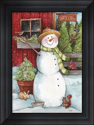 Framed Snowman Tree Farm Print