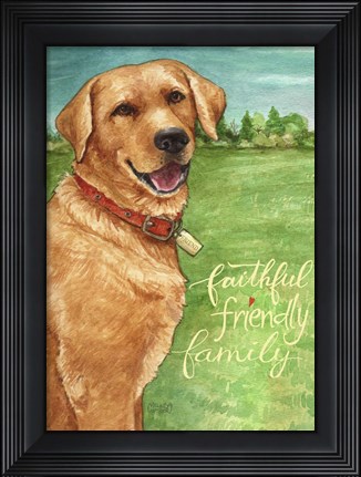 Framed Yellow Lab Friend Family Print