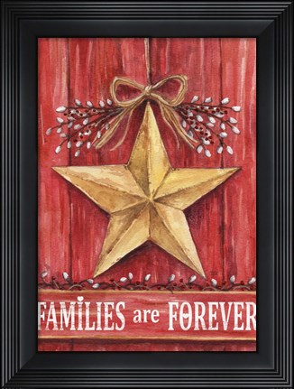 Framed Gold Barn Star Families Are Forever Print