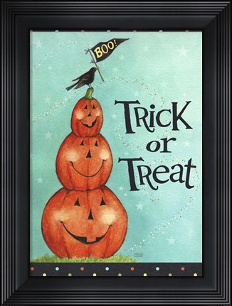 Framed Pumpkin Stack Trick Or Treat New Print