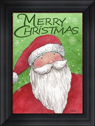 Framed Merry Christmas Santa In Red Print