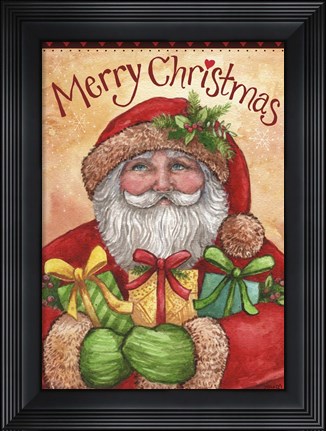 Framed Santa With Presents Merry Christmas Print
