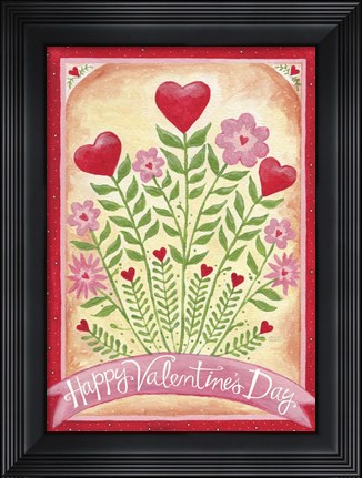 Framed Valentines Day Happy Flowers Print