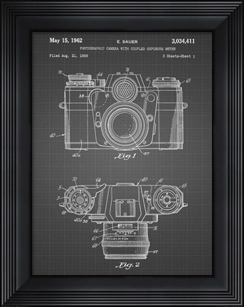 Framed Photographic Camera With Coupled Exposure Meter Patent - Black Grid Print