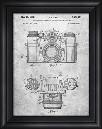Framed Photographic Camera With Coupled Exposure Meter Patent - Slate Print