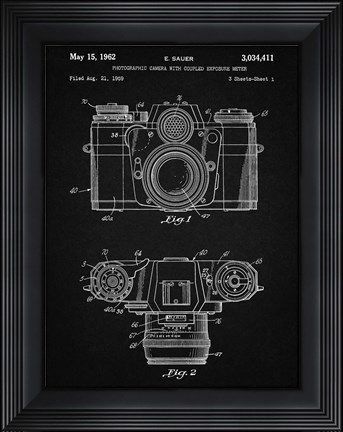 Framed Photographic Camera With Coupled Exposure Meter Patent - Vintage Black Print