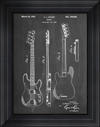 Framed Guitar Patent - Chalkboard Print