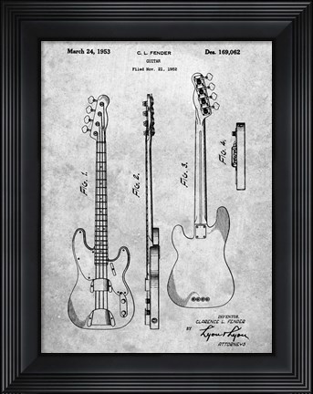 Framed Guitar Patent - Slate Print