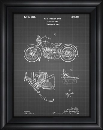 Framed Cycle Support Patent - Black Grid Print